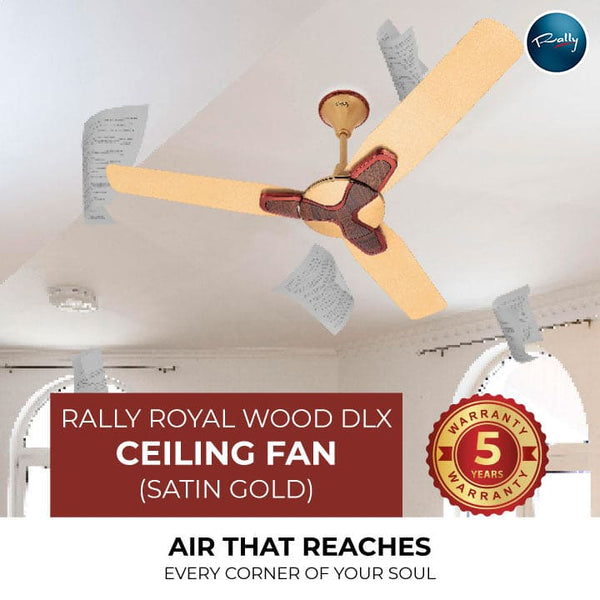 Rally Royal Wood DLX Ceiling Fan || 1200mm || 3 Blades || 5 years Warranty