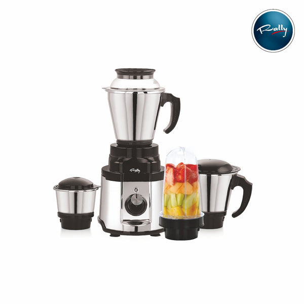 Rally Steelo Mixer Grinder 800W with 3 Stainless Steel Jars + 1 Nutri Jar (Free)