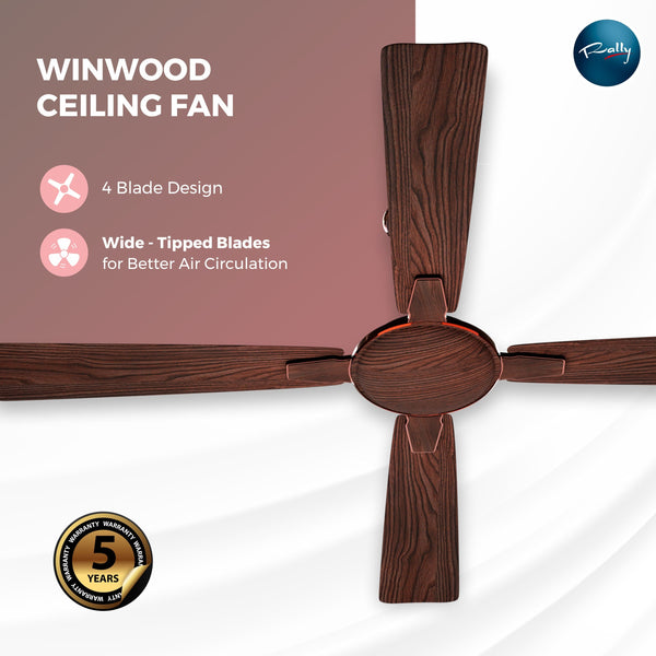 Rally Winwood Ceiling Fan || 1200 MM (48'') 4 Blades 5 years Warranty