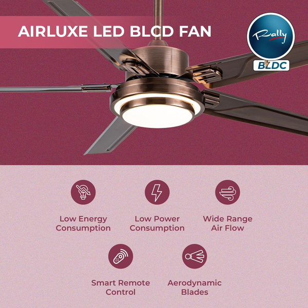 Avanza 5 Blade LED Metal BLDC Fan