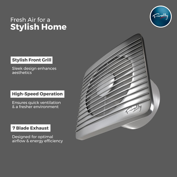 Rally Metallic Turbo Axial Fan | 1 year Warranty | Silver