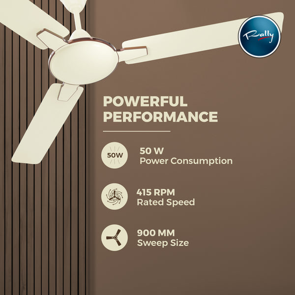 Rally Pixel Dlx Ceiling Fan || 900 Mm || 3 Blades || 5 Years Warranty