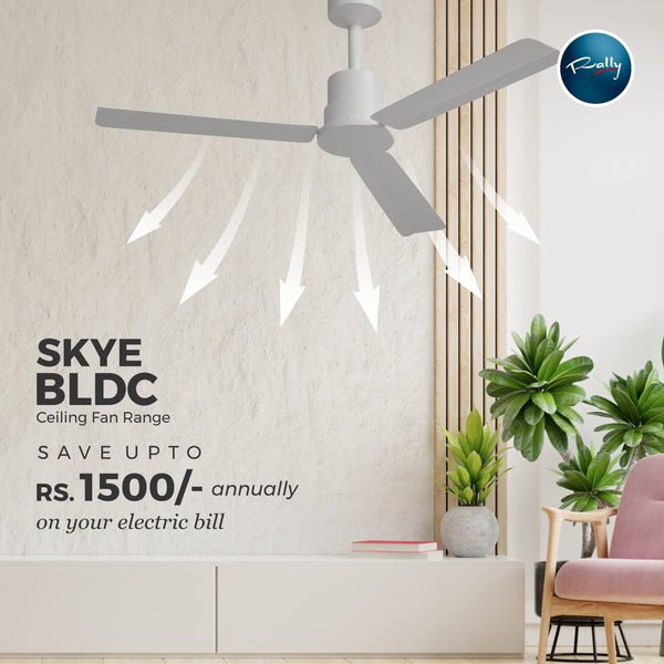 Rally SKYE 5 Stars Rated BLDC ceiling fan 1200mm (48") with Smart Remote and 5 years Warranty