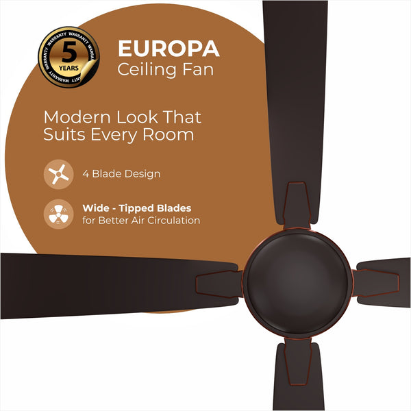 Rally Europa DLX Ceiling Fan || 1200 mm || 4 Blades || 5 years Warranty