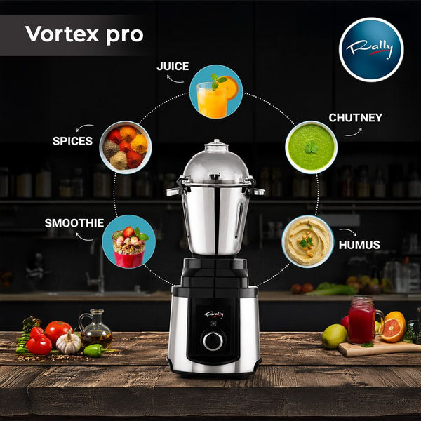 Rally Vortex Pro Commercial Mixer Grinder 1600W with 2 Stainless Steel Jars | 6 Months Warranty