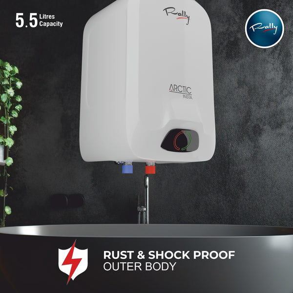 Rally Instant Geyser 5.5 ltr Arctic with Geyser Pipe (Free)